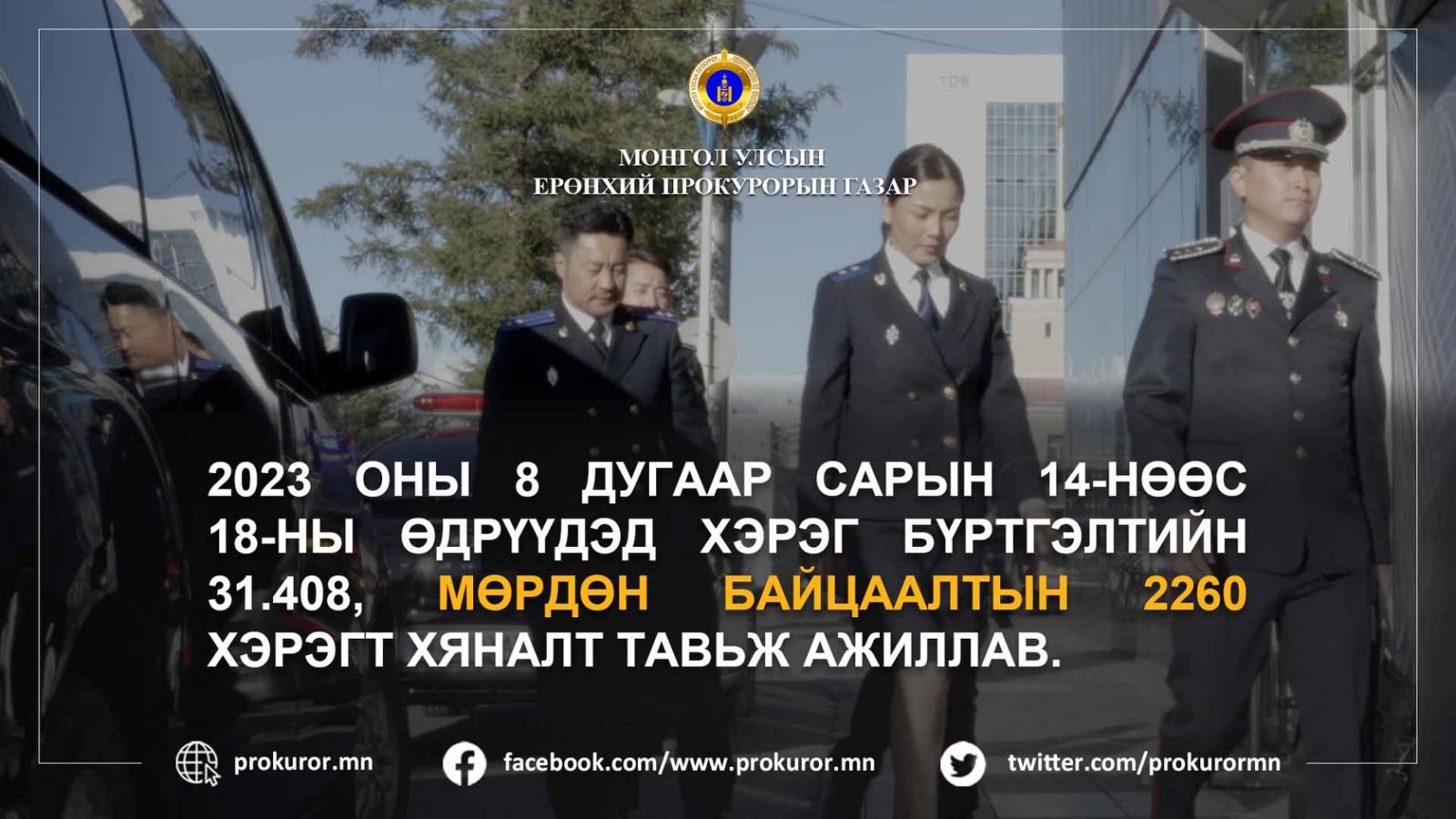 ПРОКУРОРЫН БАЙГУУЛЛАГА ӨНГӨРСӨН ДОЛОО ХОНОГТ 161 ХЭРЭГТ ЯЛЛАХ ДҮГНЭЛТ ҮЙЛДЭН ШҮҮХЭД ШИЛЖҮҮЛЖ ШИЙДВЭРЛЭЛЭЭ